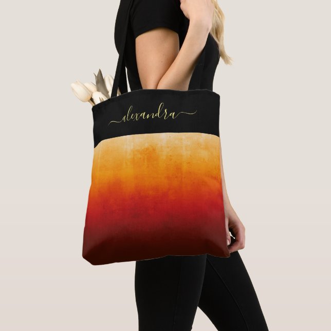 Fire Colours rustic ombre chic personalised Tote Bag (Close Up)
