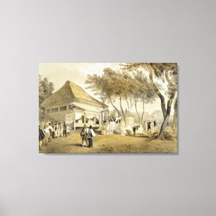 Fire Company's House and Engine, Yokuhama, from 'N Canvas Print