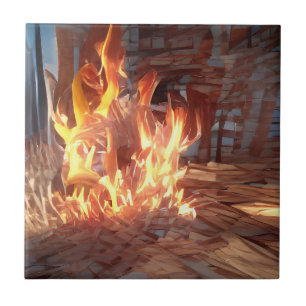 Fire crackling merrily in another world art tile
