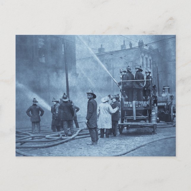 Fire Crew in Action - Vintage Postcard (Front)