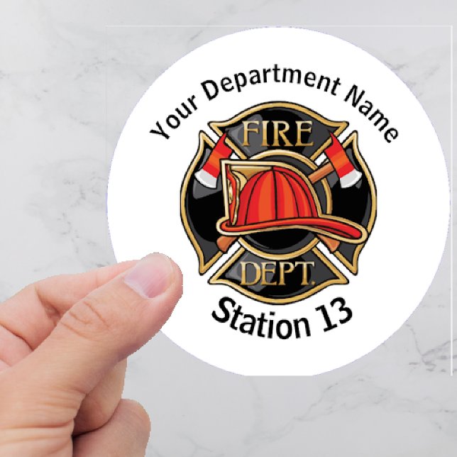 Fire Deparment Name, Logo and Station Number Classic Round Sticker (Creator Uploaded)