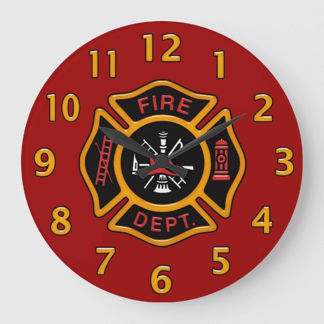 Fire Department Badge Large Clock (Front)