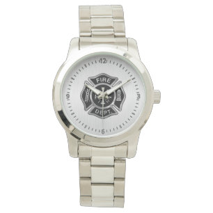 Fire Department Badge Silver Watch
