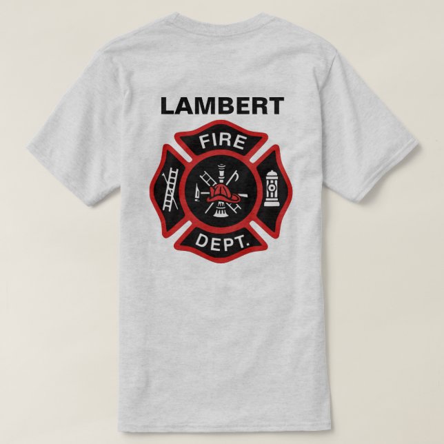 Fire Department Badge w/ Name T-Shirt (Design Back)