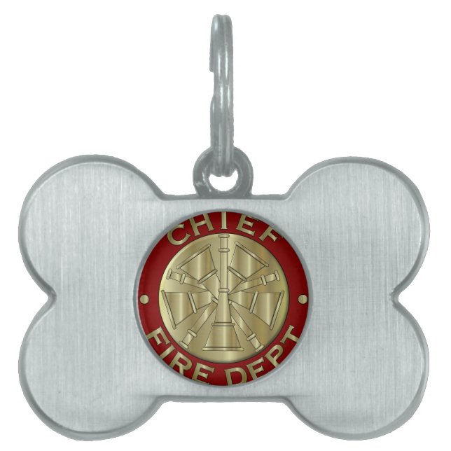 Fire Department Chief Brass Symbol Pet Name Tag (Front)