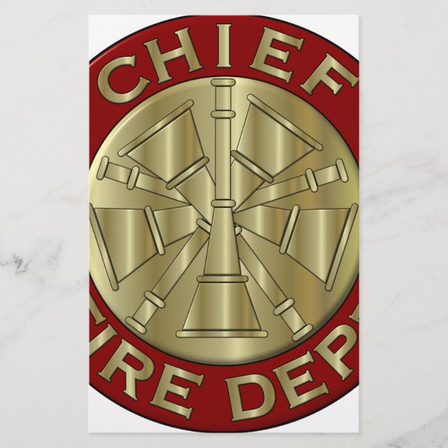 Fire Department Chief Brass Symbol Stationery (Front)