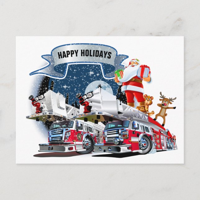 Fire Department Christmas  Postcard (Front)