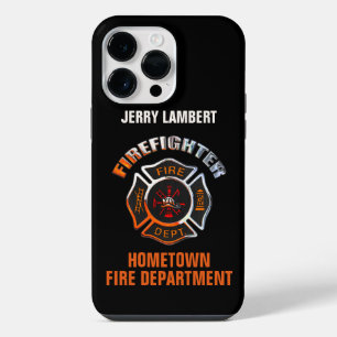 Fire Department Chrome Name Template iPhone 14 Pro Max Case