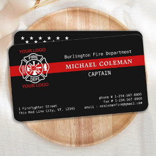 Fire Department Custom Emblem Logo Firefighter Bus Business Card