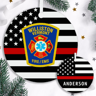 Fire Department Custom Logo Emblem Firefighter Metal Tree Decoration