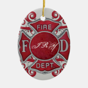 Fire Department Custom Monogram Ceramic Tree Decoration