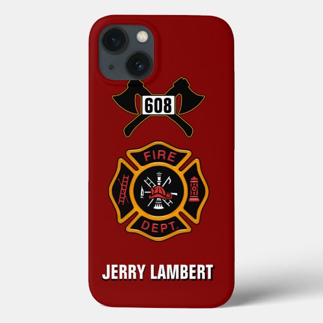 Fire Department Firefighter Badge Name Template Case-Mate iPhone Case (Back)