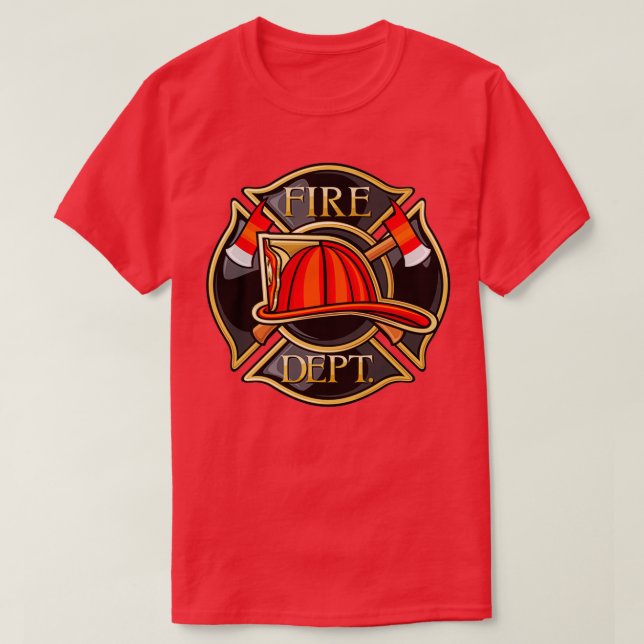Fire Department Firefighter Maltese Cross with Fir T-Shirt (Design Front)