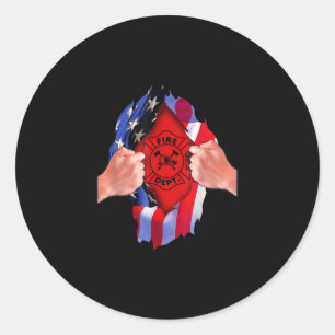 Fire Department Flag Firefighter Thin Red Line Classic Round Sticker