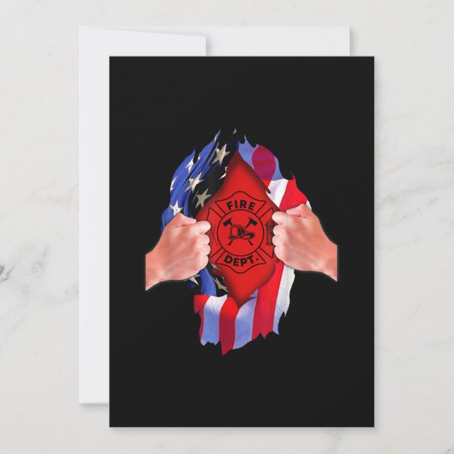 Fire Department Flag Firefighter Thin Red Line Holiday Card (Front)