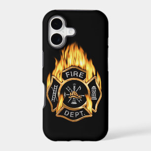 Fire Department Flaming Gold Badge