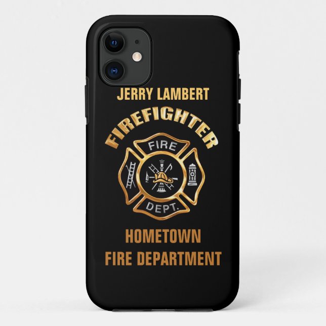 Fire Department Gold Name Template Case-Mate iPhone Case (Back)
