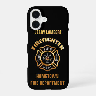 Fire Department Gold Name Template iPhone 16 Case