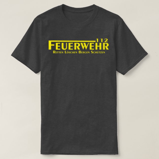 Fire department lettering in yellow  T-Shirt (Design Front)