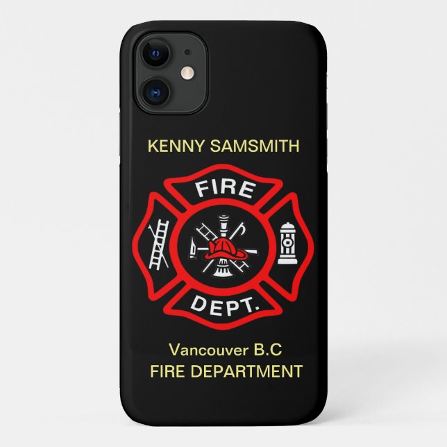 Fire Department logo Black And Red Badge11 Case-Mate iPhone Case (Back)