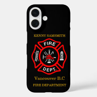 Fire Department logo Black And Red Badge11 iPhone 16 Case
