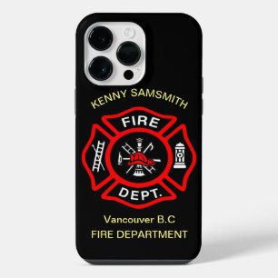 Fire Department logo Black And Red Badge11 iPhone 14 Pro Max Case