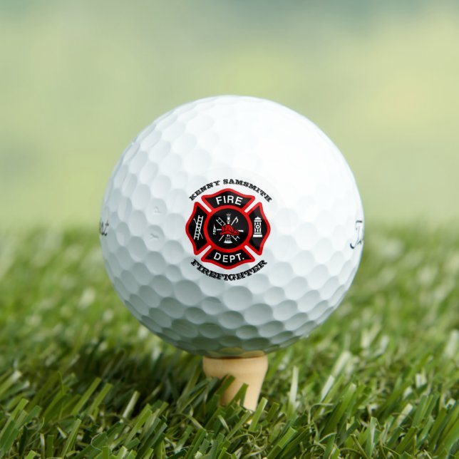 Fire Department logo Black And Red Badge Golf Balls (Insitu Tee)