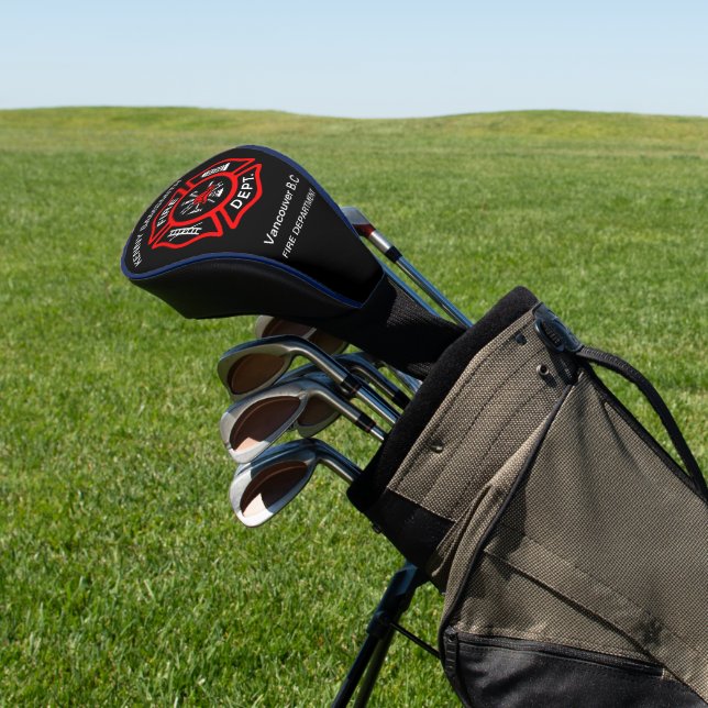 Fire Department logo Black And Red Badge Golf Head Cover (In Situ)