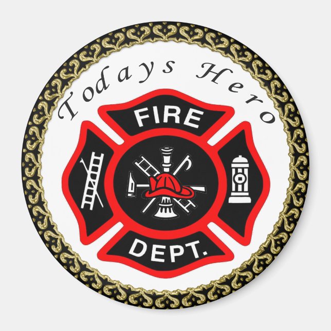 Fire Department logo Black And Red Badge Magnet (Front)
