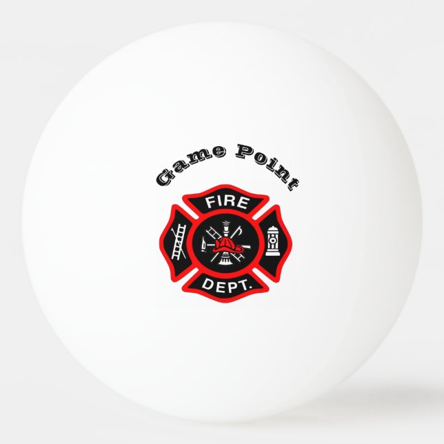 Fire Department logo Black And Red Badge Ping Pong Ball (Front)