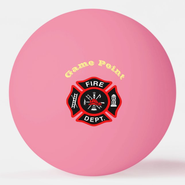 Fire Department logo Black And Red Badge Ping Pong Ball (Front)