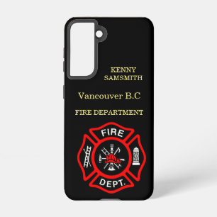 Fire Department logo Black And Red Badge  Samsung Galaxy Case