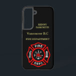 Fire Department logo Black And Red Badge Samsung Galaxy Case<br><div class="desc">Fire Department logo Black And Red Badge With Fire Axes and ladder.
Great for firemen and first respondents. Personalise with your name and department home town and more.monogram</div>