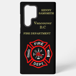 Fire Department logo Black And Red Badge  Samsung Galaxy Case