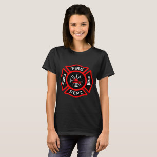 Fire Department logo Black And Red Badge T-Shirt