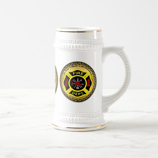 Fire Department logo Black And Yellow Badge Beer Stein (Right)