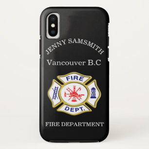 Fire Department logo Blue And White Badge gold Case-Mate iPhone Case