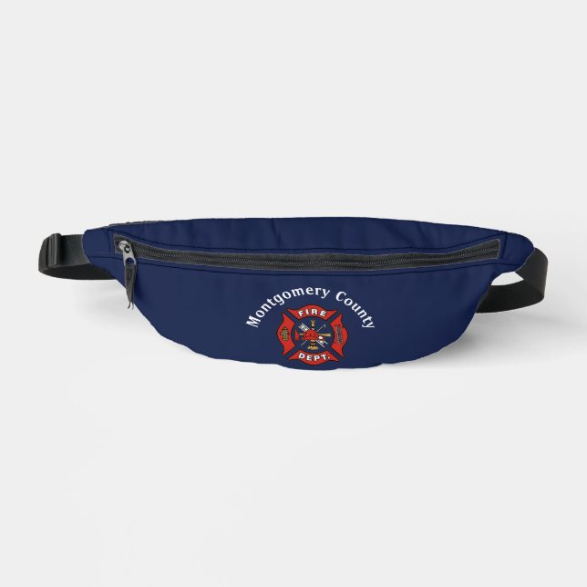 Fire Department Logo Custom Blue Bum Bags (Front)