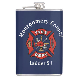 Fire Department Logo Custom Hip Flask