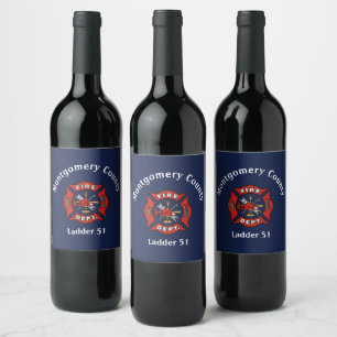 Fire Department Logo Custom Wine Label