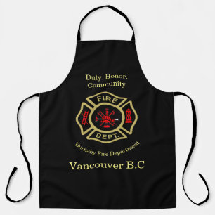 Fire Department logo Duty Honour Red And Gold Apron