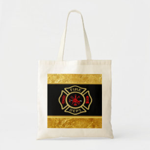 Fire Department logo Gold And Back Badge gold Tote Bag