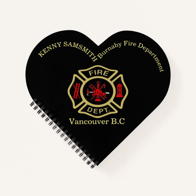 Fire Department logo Gold And Back Badge   Notebook (Front)