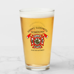Fire Department logo Gold And Red Badge Glass