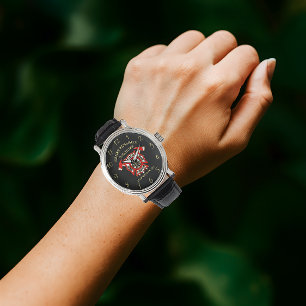 Fire Department logo Gold And Red Badge With Axes Watch