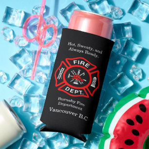 Fire Department logo Hot, Sweaty, and Always Ready Seltzer Can Cooler