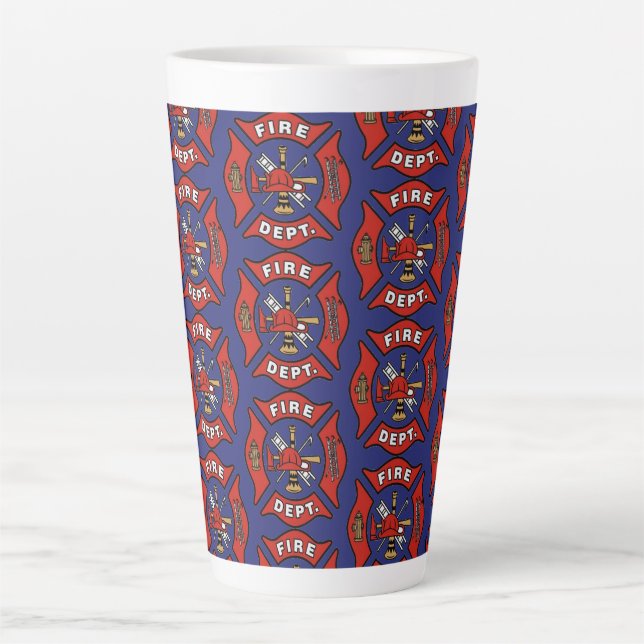 Fire Department Logo Pattern Latte Mug (Front)