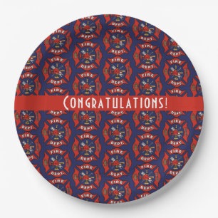 Fire Department Logo Pattern Personalised Paper Plate