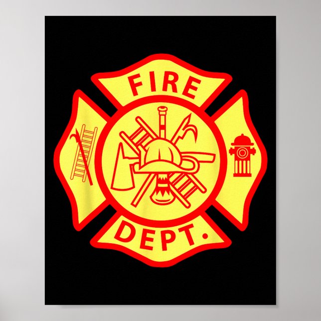 Fire Department Logo Uniform Fireman Symbol Firefi Poster (Front)