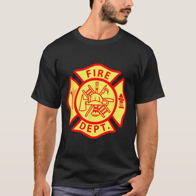 Fire Department Logo Uniform Fireman Symbol Firefi T-Shirt (Front)